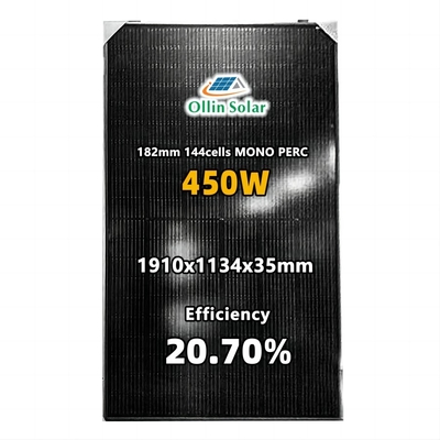 สีดำทั้งหมด 440W 445W 450W 455W 460W แผงเซลล์แสงอาทิตย์ Monocrystalline แผงเซลล์แสงอาทิตย์ครึ่งเซลล์ชุดแผงเซลล์แสงอาทิตย์สำหรับบ้าน